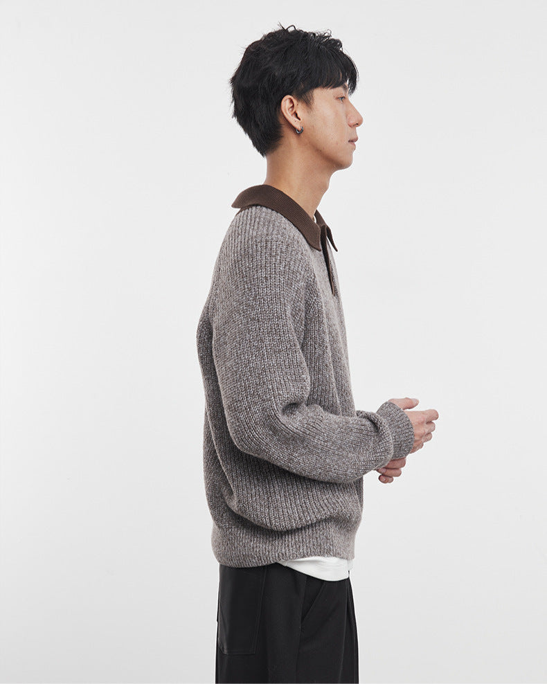 Maglione lavorato a maglia con colletto Henry in stile Old Money e orlo basso