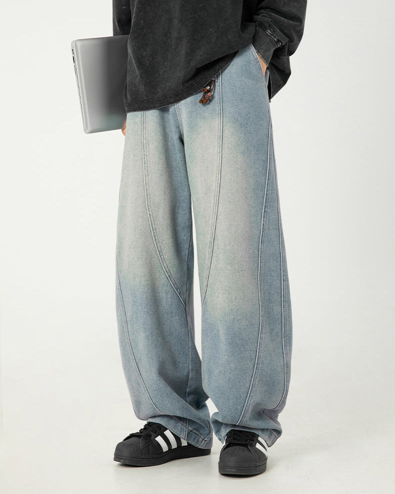 Denimjeans med vide ben i japansk stil