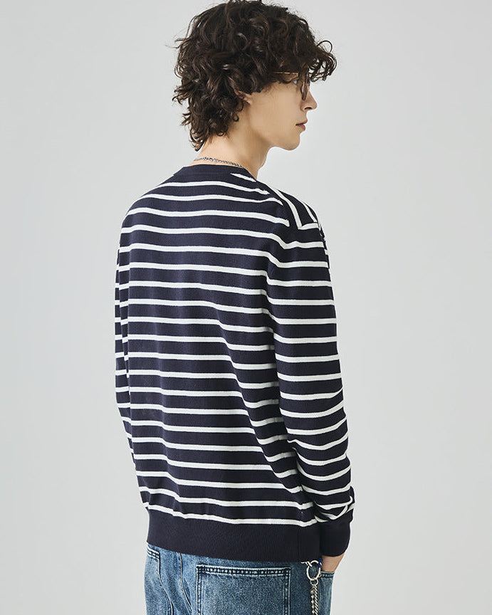 Elliston Contrast Henley Strikket Polo Genser