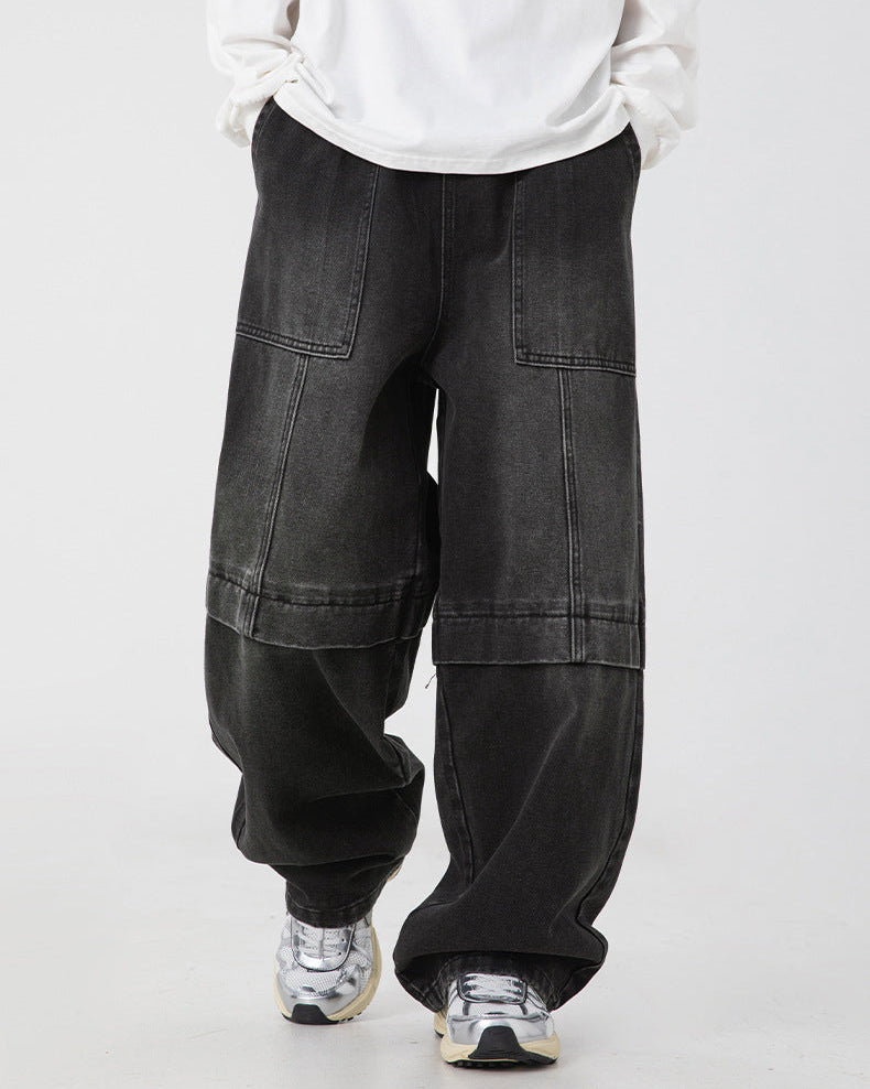 Strukturjeans med delt kant