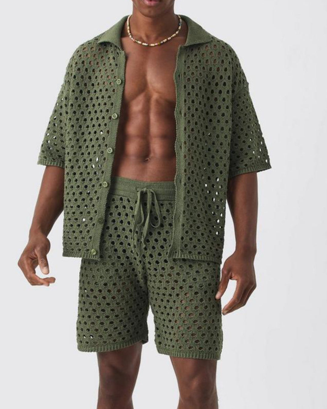 Olive Open-Knit Resort-sett