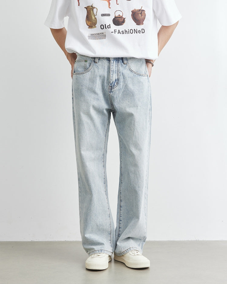 Soft Stone 5-lommers straight jeans i denim