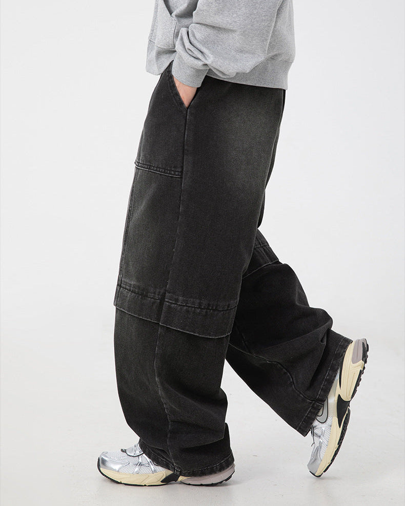 Strukturjeans med delt kant