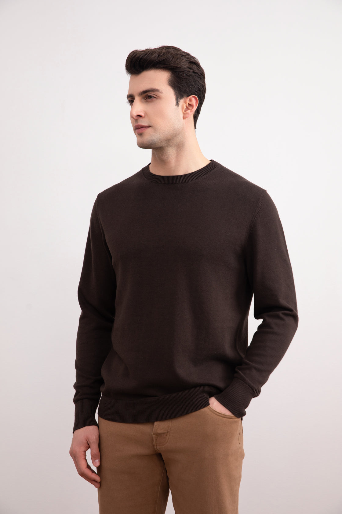 Mørkebrun Crewneck-genser