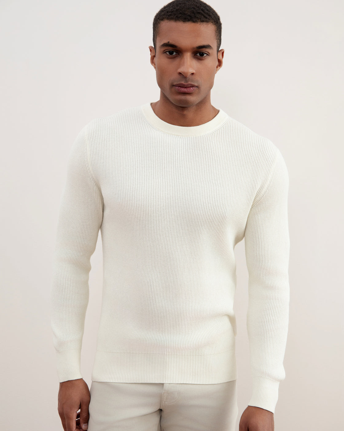 Off-White Crewneck Malfilé English Rib-genser med rund hals