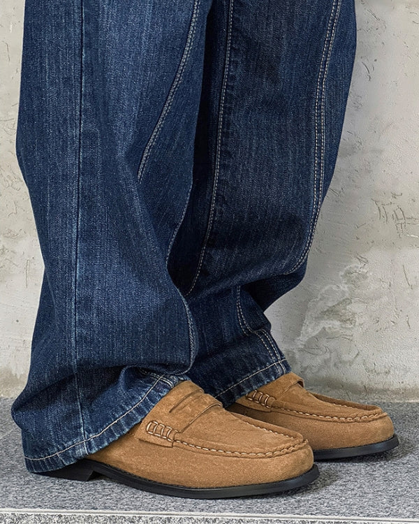 Penny Loafers i semsket skinn