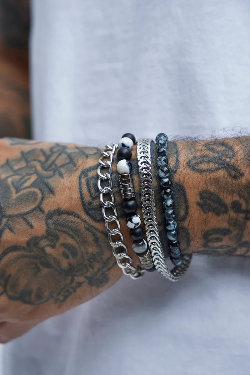 Misty 4-Delige Armbandenset - Zwart/Zilver