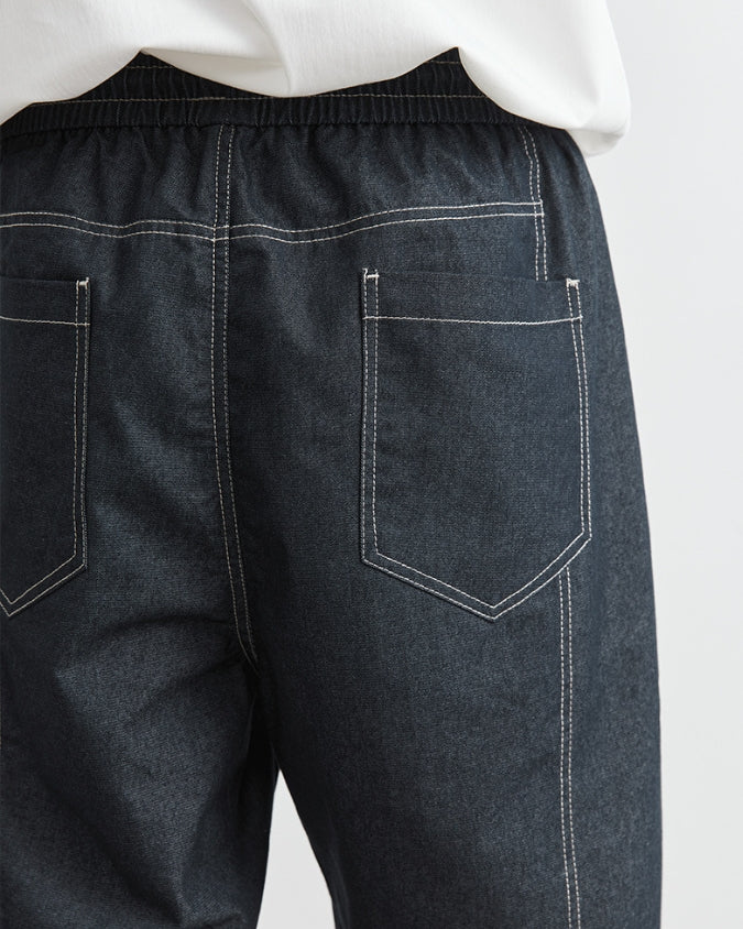 Wijde Denim Look Korte Broek met Trekkoorden