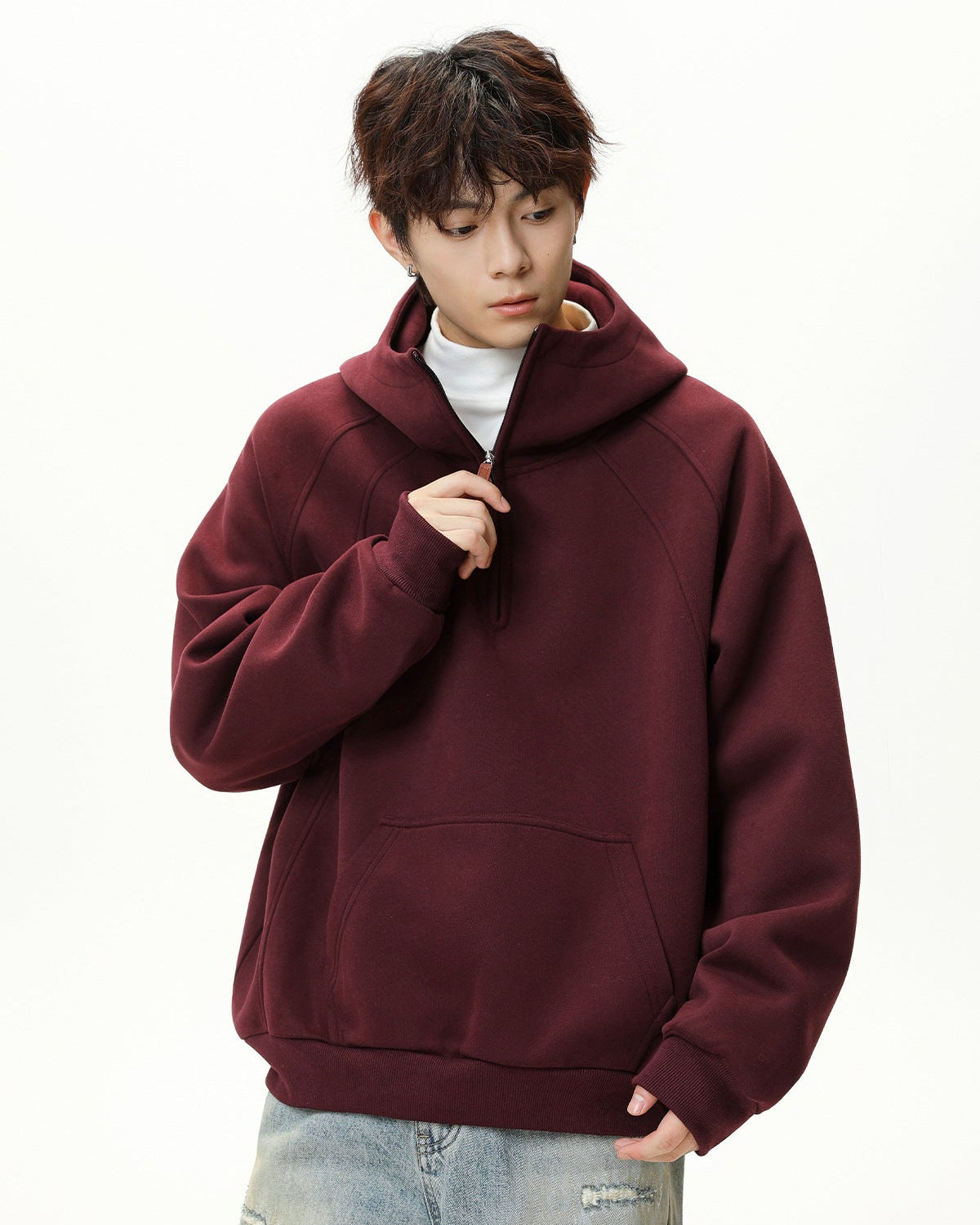 De Gebeeldhouwde Split Zip Hoodie Sweater