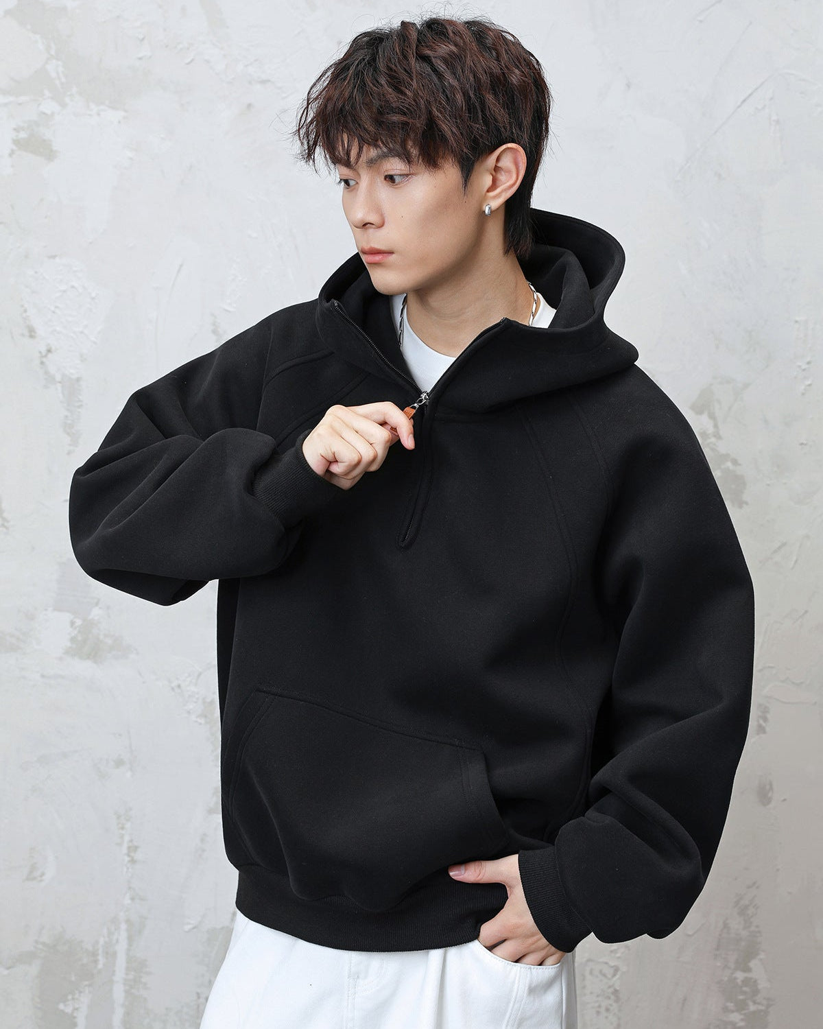 De Gebeeldhouwde Split Zip Hoodie Sweater