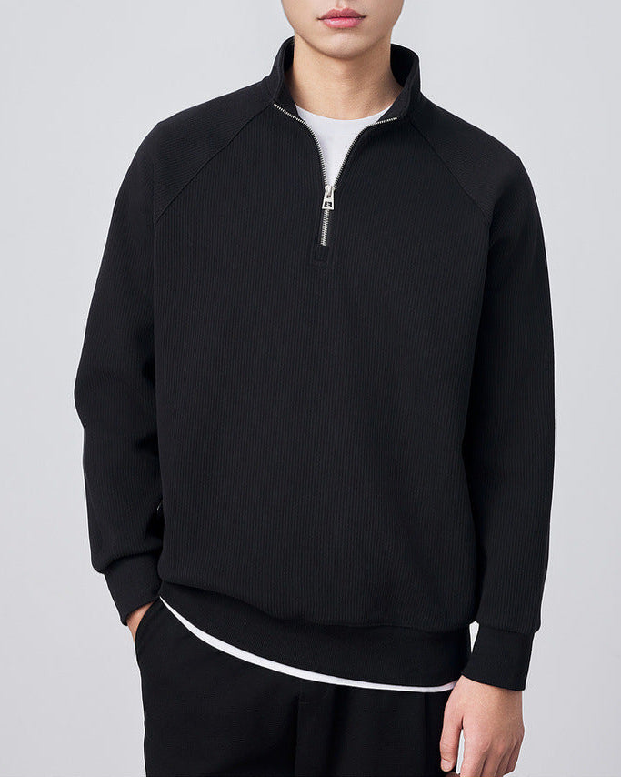 Verticaal Textuur Half Rits Sweatshirt