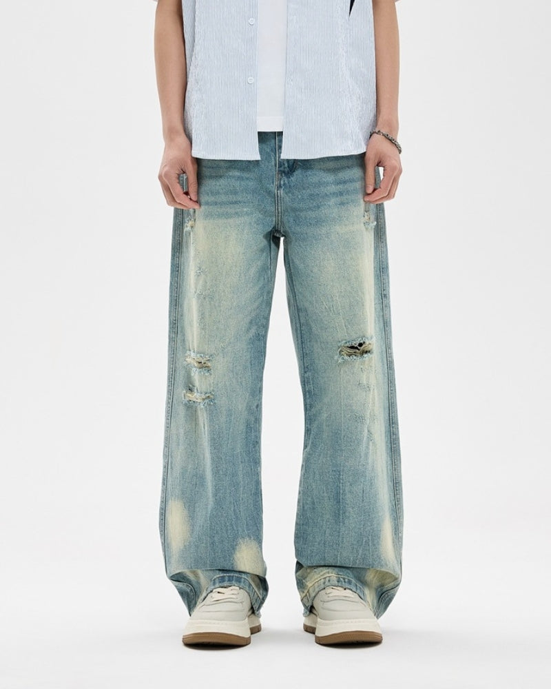 Vintage verweerde jeans met wijde pijpen