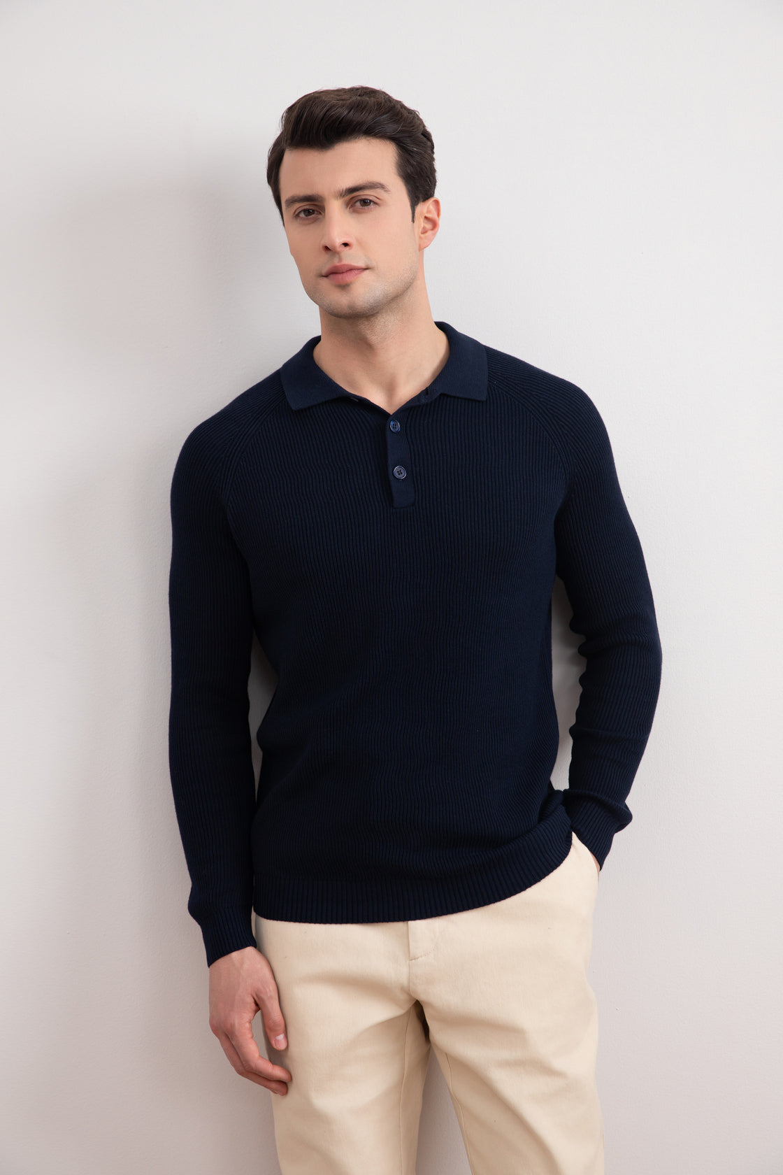 Navy Engels Rib Poloshirt