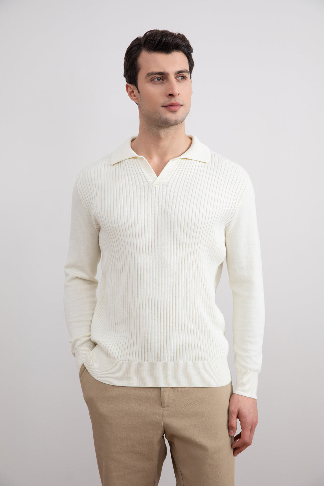 Off-White gestreept open poloshirt