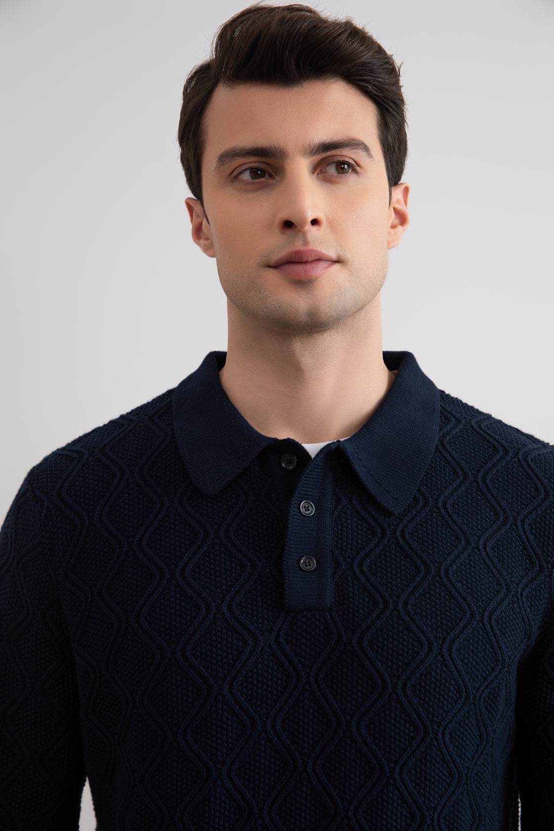 Navy honingraat polotrui