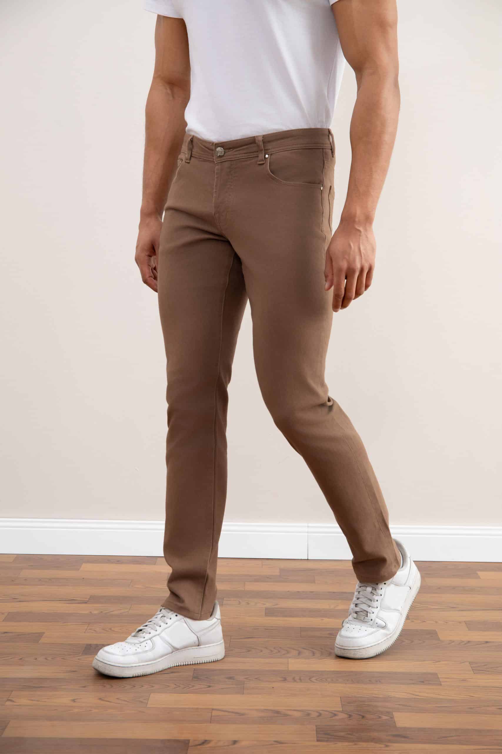 Donker taupe stretch five-pockets jeans