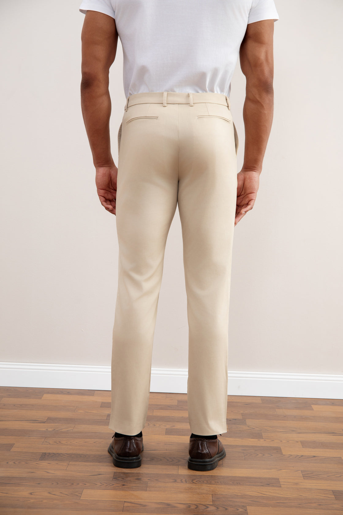Beige stretch straight-fit chino