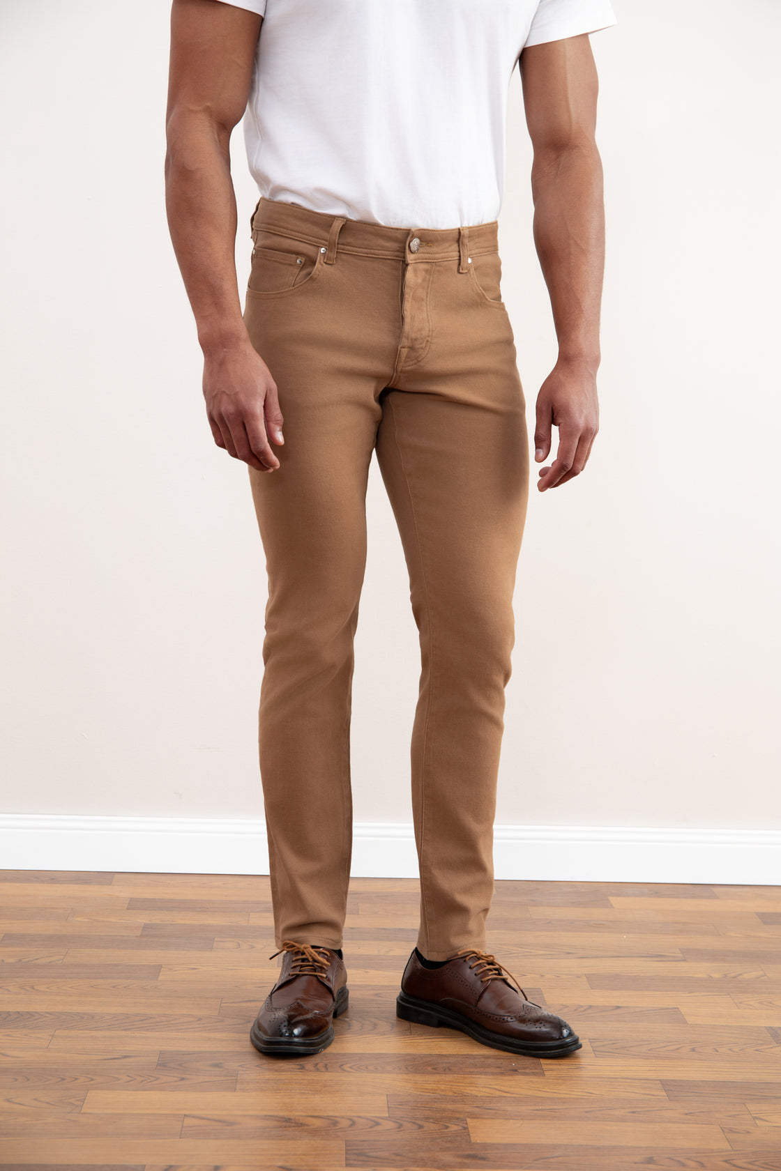 Licht Taupe Stretch Five-pockets Jeans