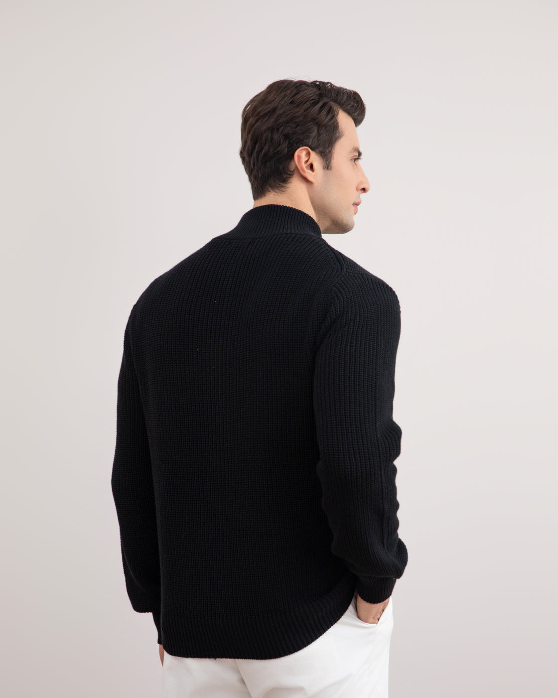 Zwart geribd Zip-Up vest