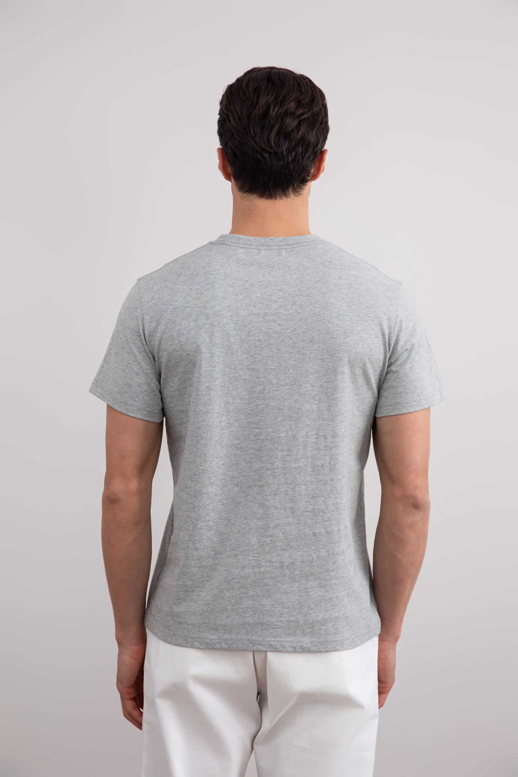 Grijs gemêleerd Slim fit T-shirt met ronde hals