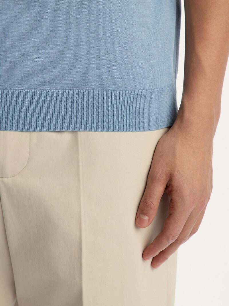 Polotrui van zijde en katoen Lichtblauw