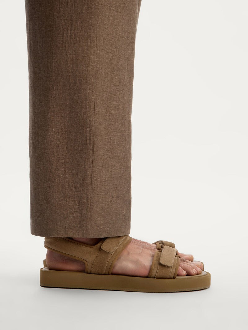 Suède Strappy Sandalen Tabak