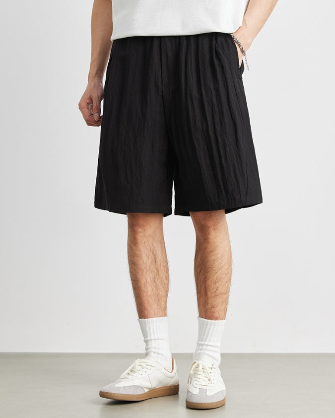 Wijde Relaxed Linnen Korte Broek