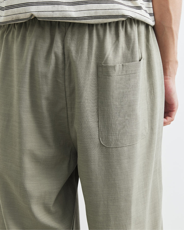 Linnen wijde broek met tailleband