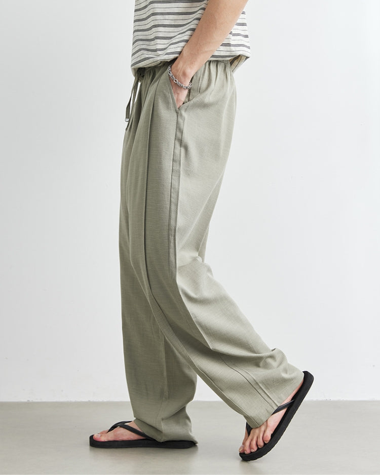 Linnen wijde broek met tailleband