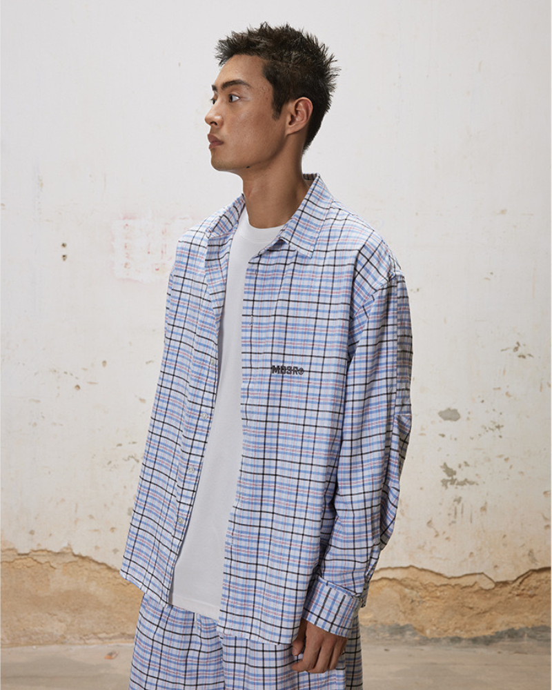 Set van oversized geruite overhemden en shorts