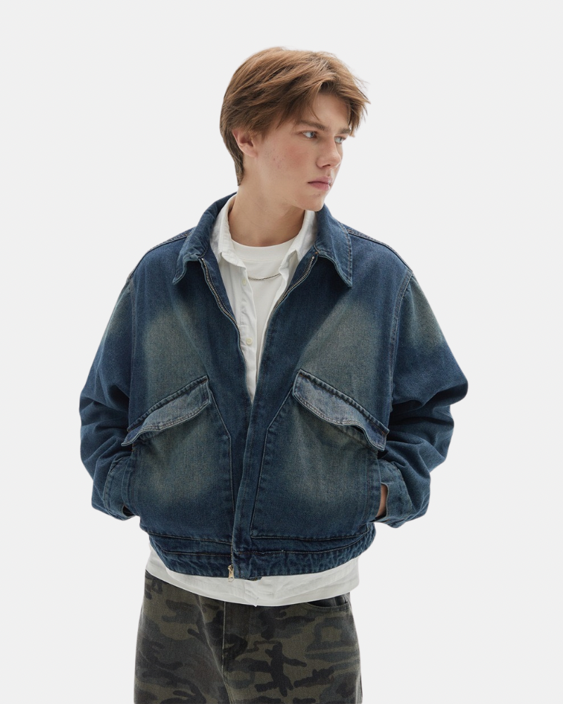 Denim jack met vintage wassing