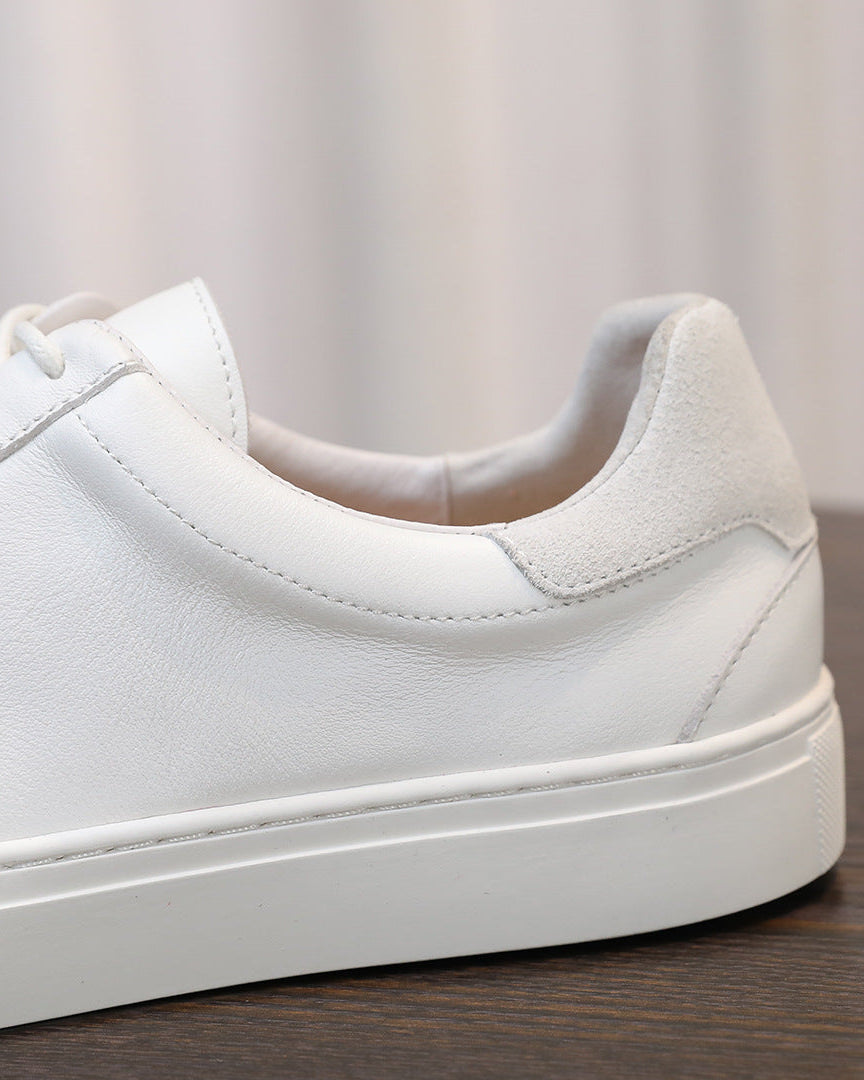 Leren en suède lage sneakers met contrasterende zool