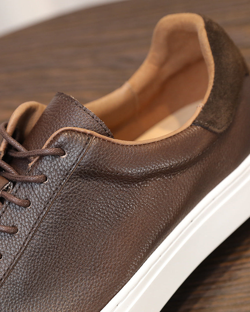 Leren en suède lage sneakers met contrasterende zool