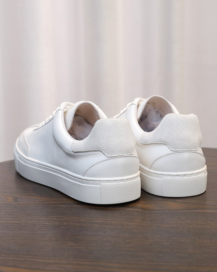 Leren en suède lage sneakers met contrasterende zool