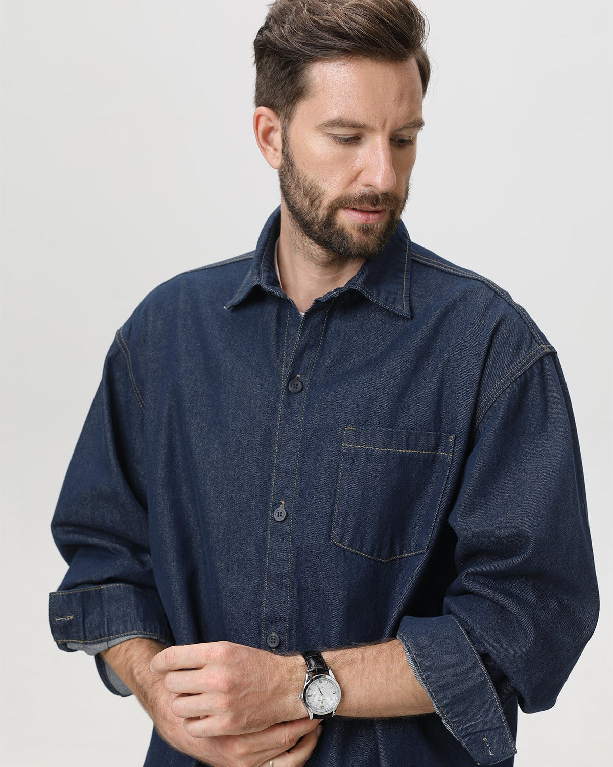 American Vintage Denim Overshirt met lange mouwen