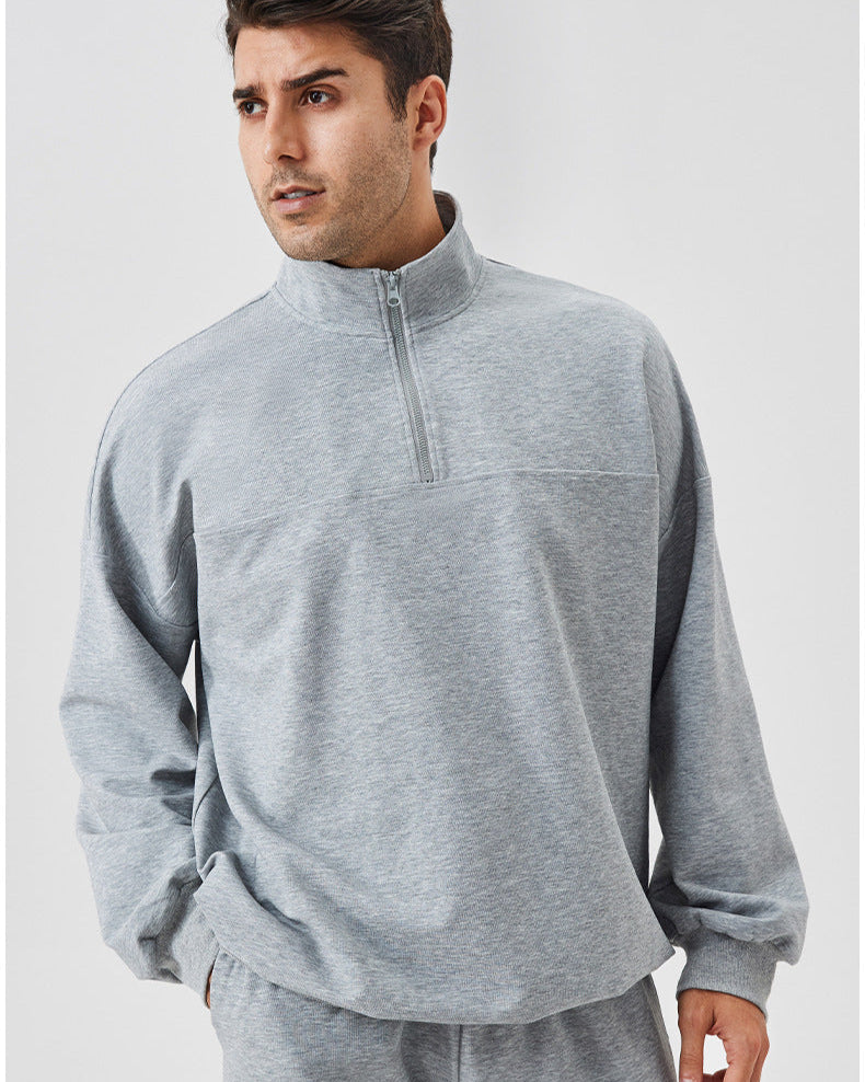 Relaxed sweatshirt met halve rits