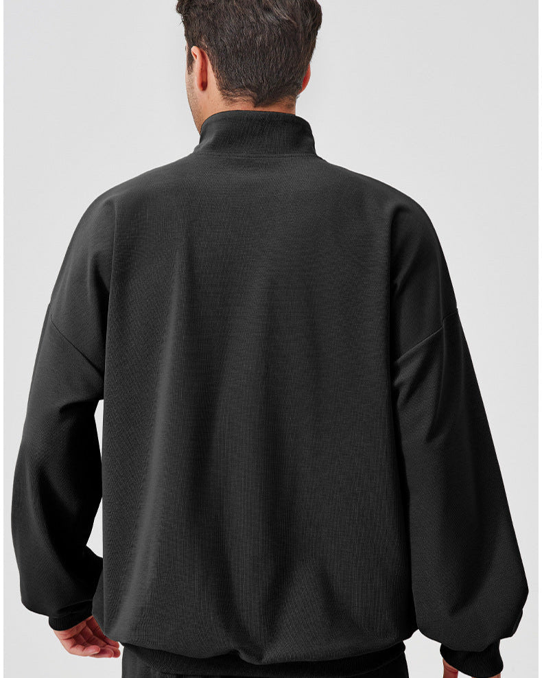 Relaxed sweatshirt met halve rits