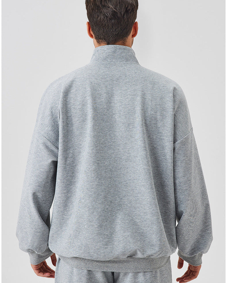 Relaxed sweatshirt met halve rits