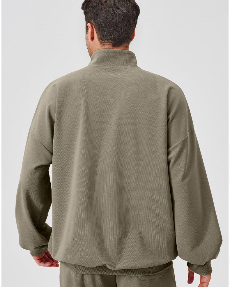 Relaxed sweatshirt met halve rits