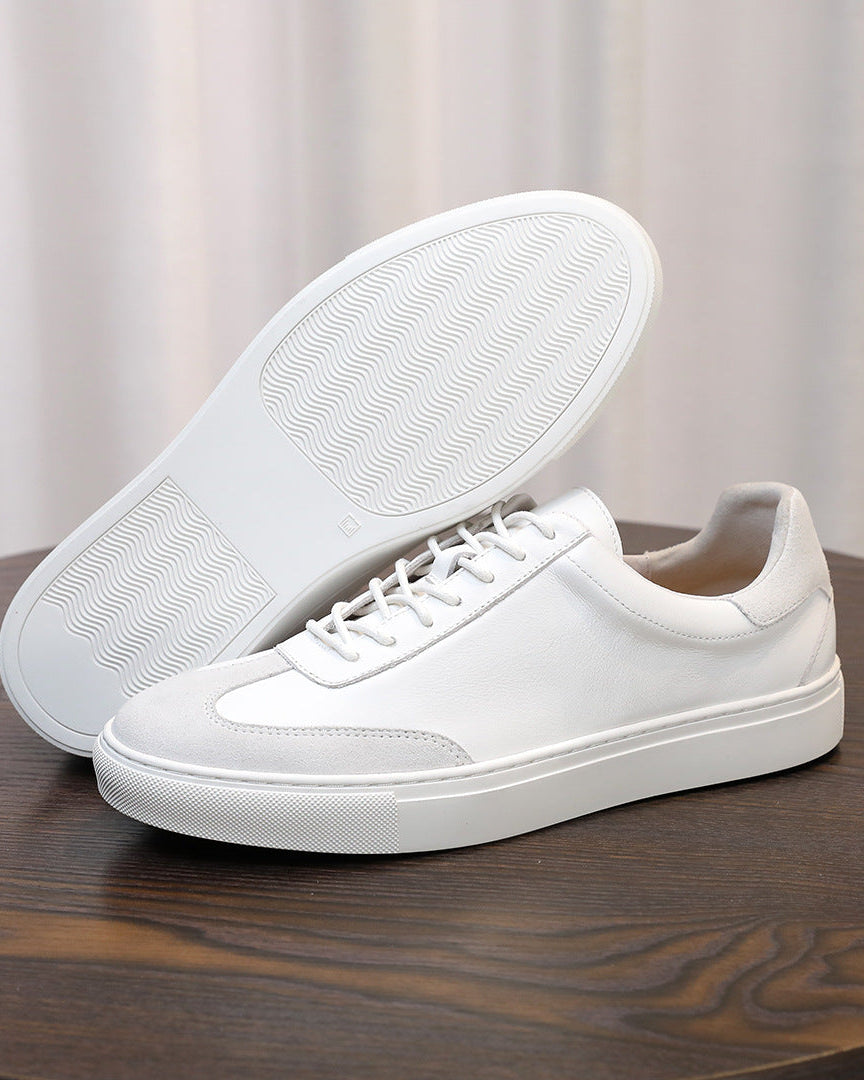 Leren en suède lage sneakers met contrasterende zool