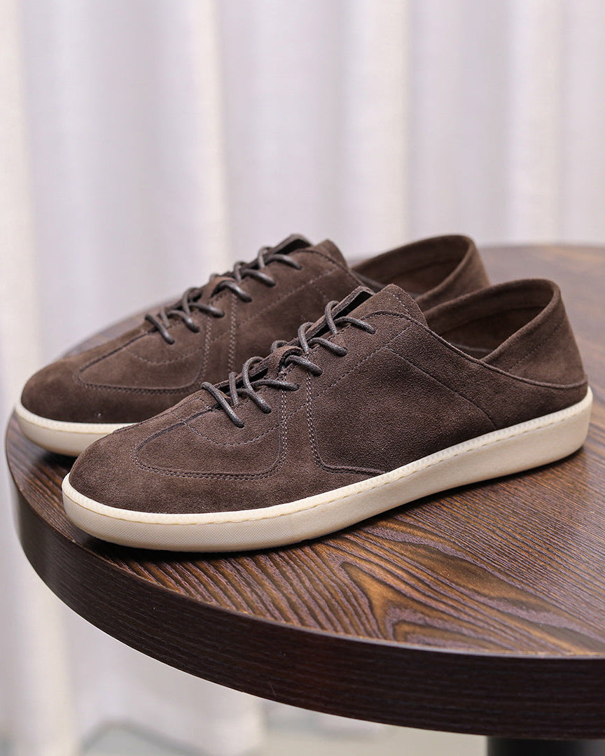 Suède casual sneakers met lage snit