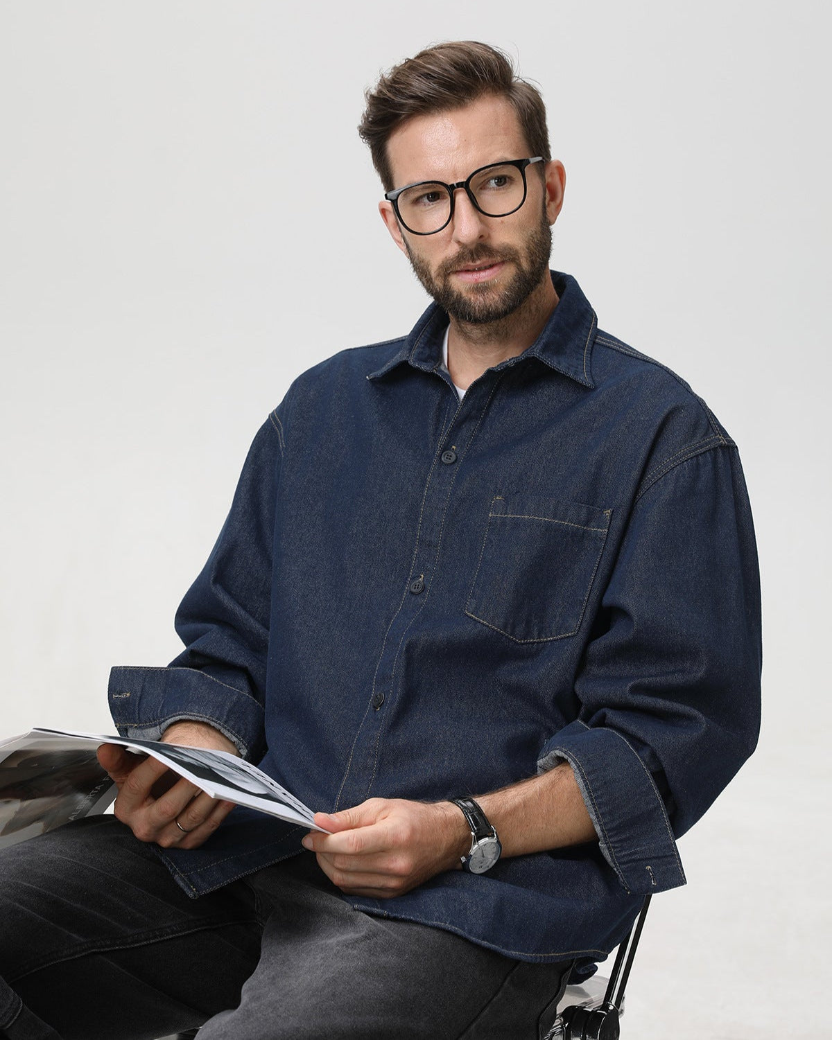 American Vintage Denim Overshirt met lange mouwen