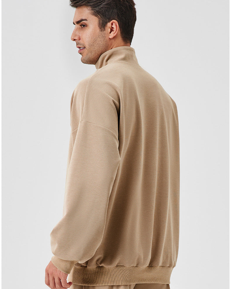 Relaxed sweatshirt met halve rits