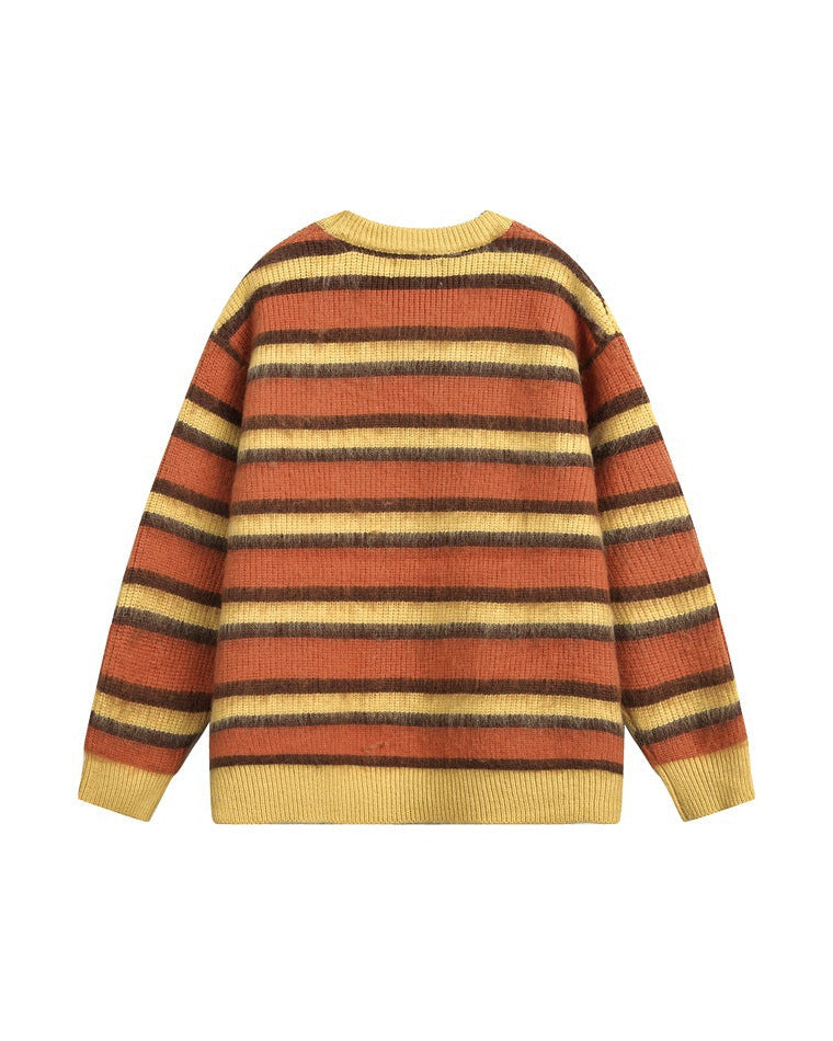 De Retro Gestreepte Sweater in Campusstijl