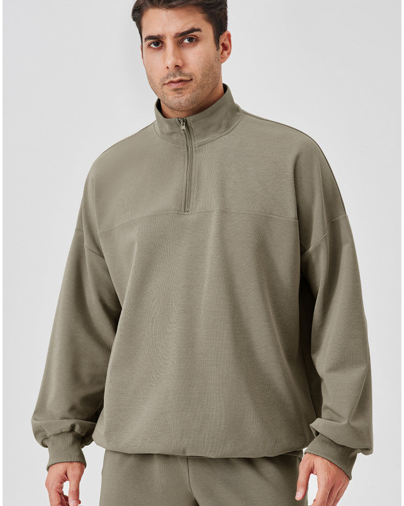 Relaxed sweatshirt met halve rits