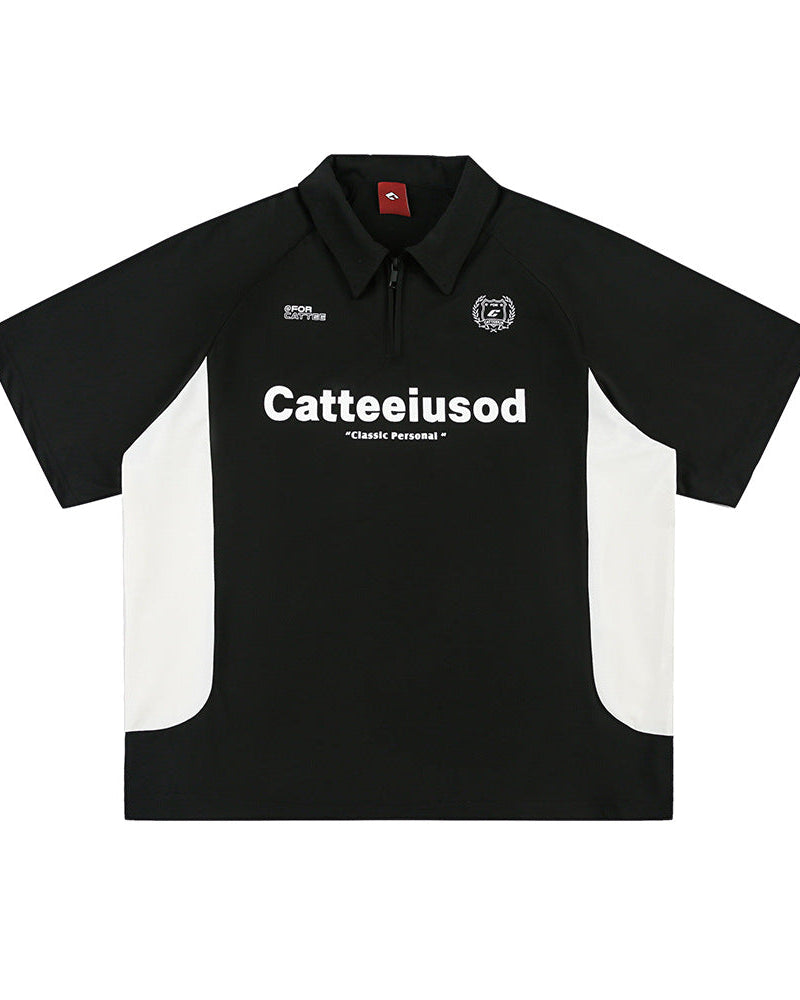 De Contour gebreide quarter zip polo