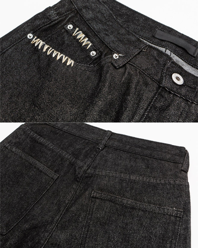 Calça jeans de perna larga de ajuste relaxado Blak Wash