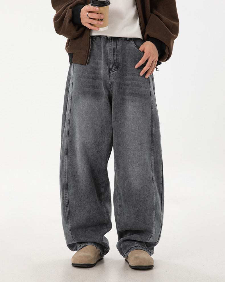 Calça jeans lavada de ajuste solto