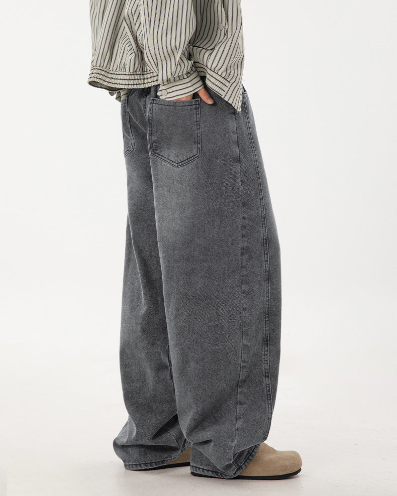 Calça jeans lavada de ajuste solto