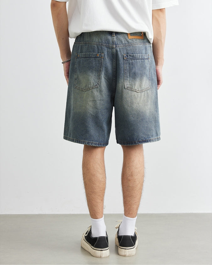 Shorts jeans Horizon Fade com cordões